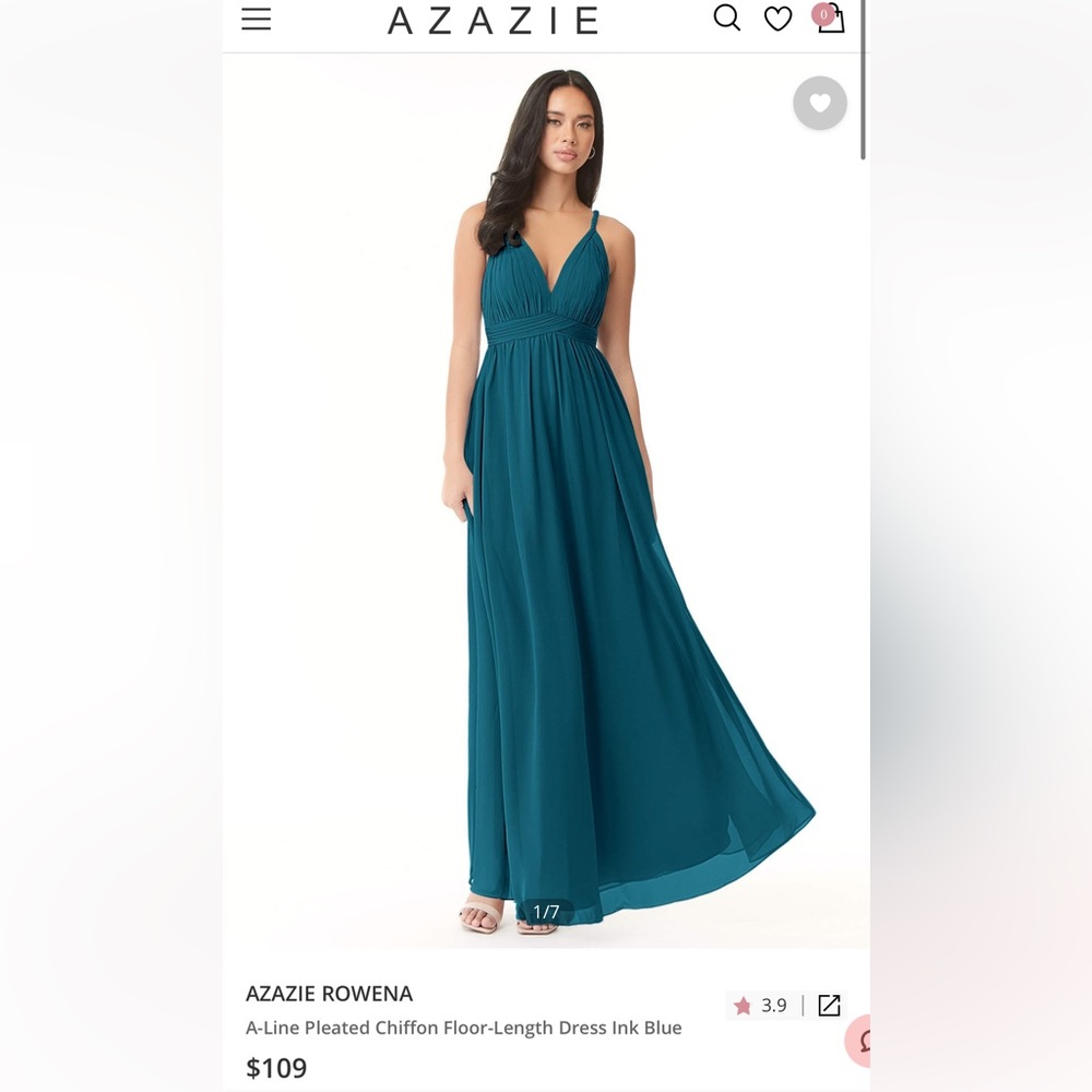 Azazie Rowena Dress Ink Blue - worn once